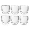 6pcs 80ml 2.7oz Glass Double Walled Heat Insulated Tumbler Espresso Tea Cup