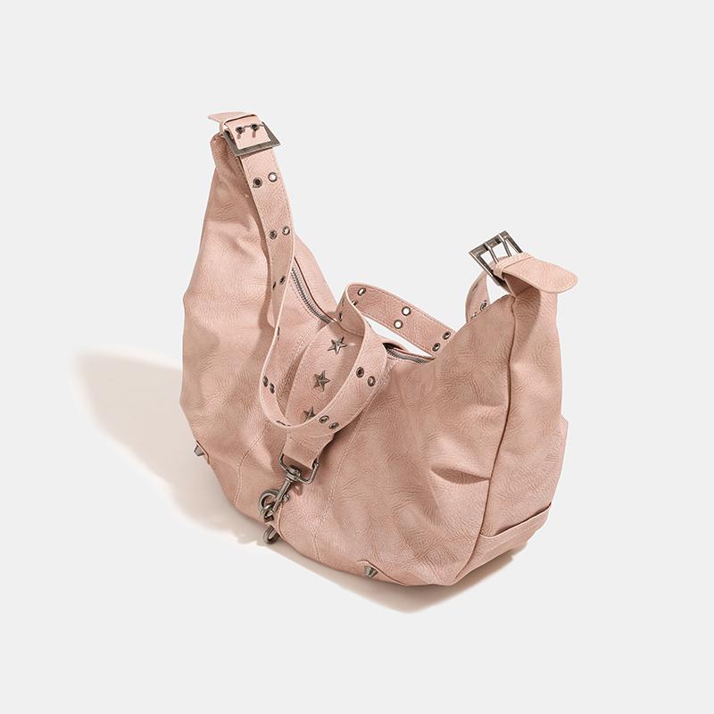 Large capacity half-moon tote sacks for women luxury designer bags and purses new in vintage rivet shoulder crossbody bag