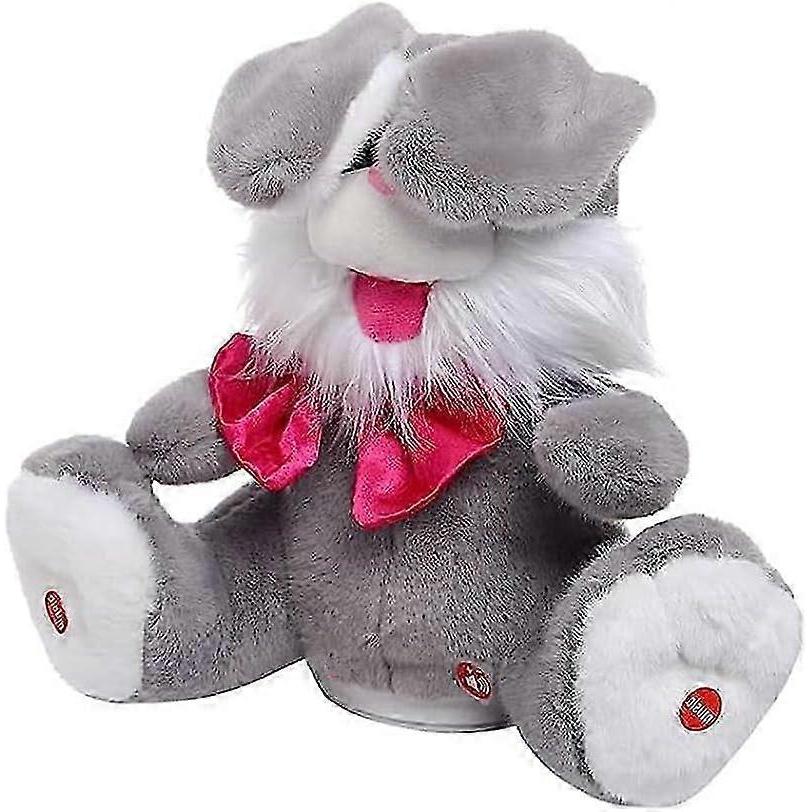Singing Plush Rabbit Musical Toy Peek A Boo Rabbit Repeats Interactive Animated Plush Animal Toys for Baby (Gray) 25-26