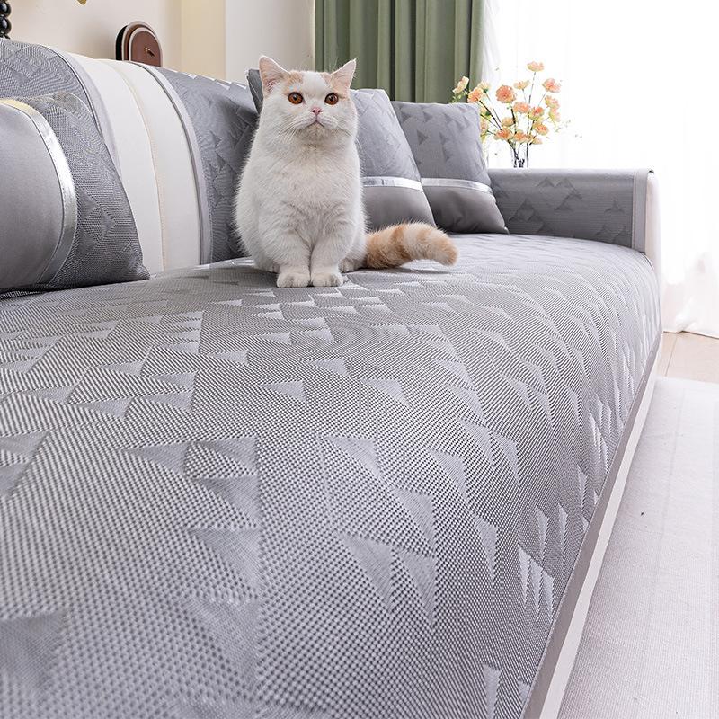 Summer Sofa Cushion  New Ice Silk Cool Sofa Seat Cushion Fixed Non-Slip Cold Sofa Cover Cloth Towel