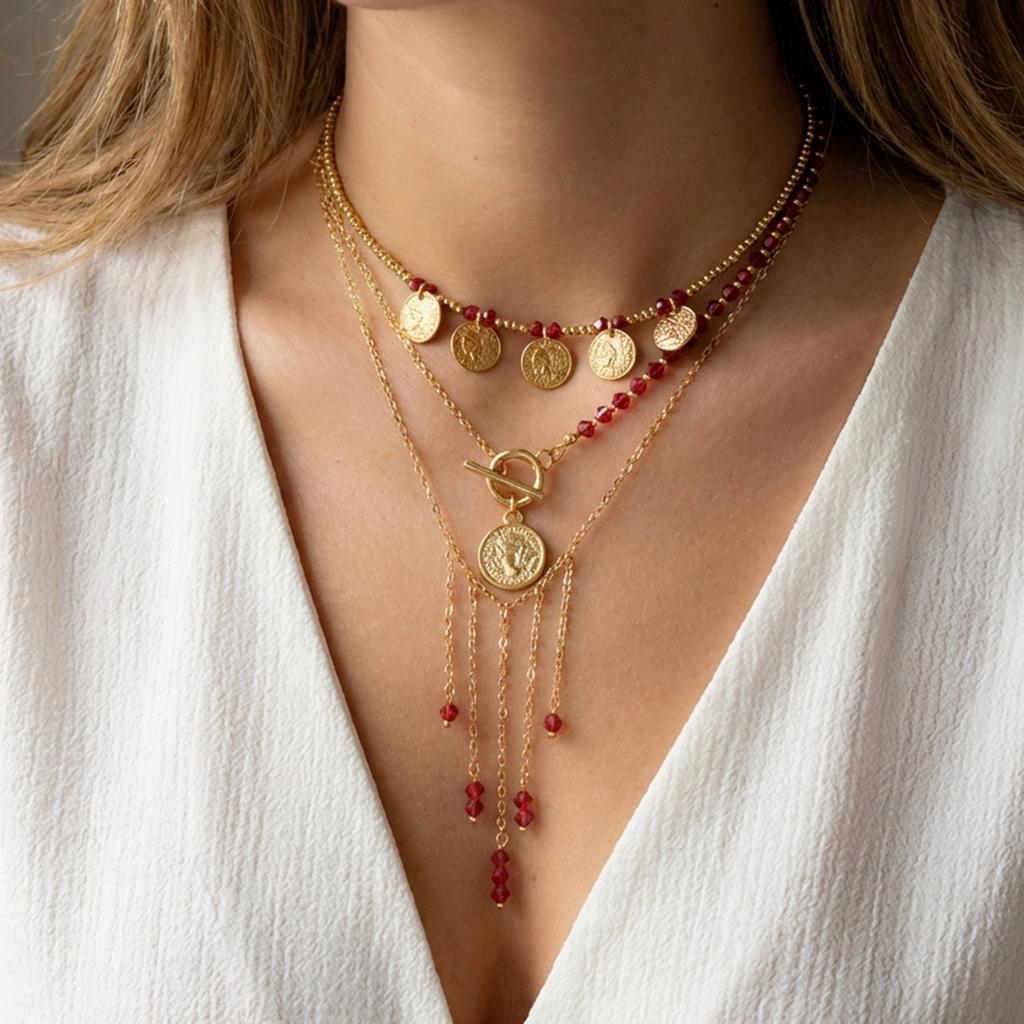 Vintage Portrait Queen Coin Pendant Necklaces for Women Girl Fashion Multi Layer Link Chain Necklaces Friendship Jewelry Gifts