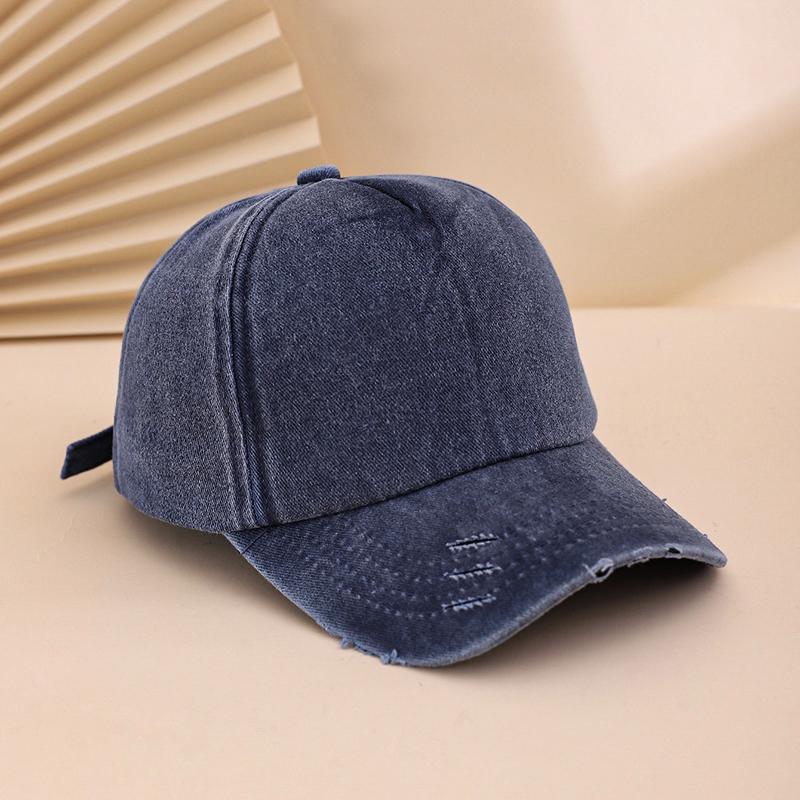 Solid-color frayed washed vintage sponge top baseball cap with patchwork design, casual and simple, versatile and easy to wear