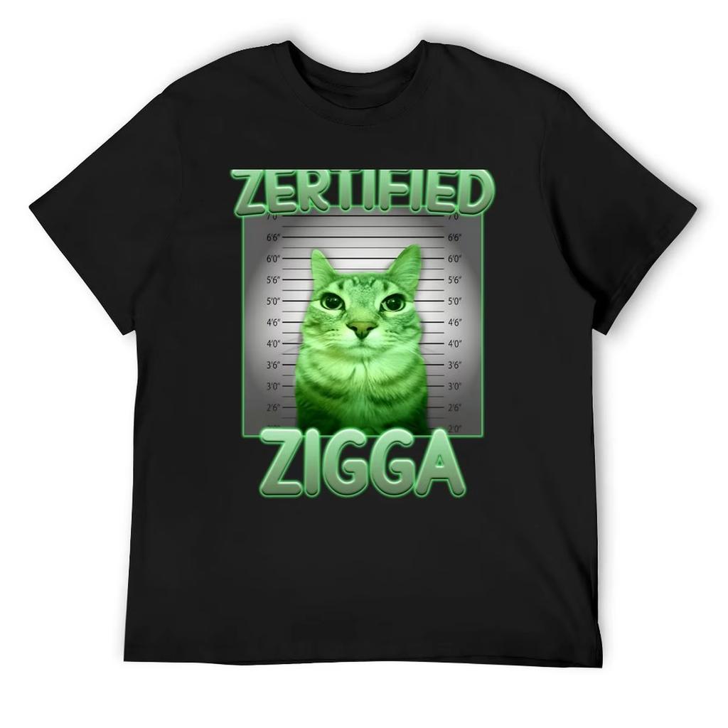 Funny Alien Brainrot Cat Meme Gift T-Shirt Summer Cotton Men's Women Top Tee Short Sleeve Clothing Streetwear Loose Casual Trend