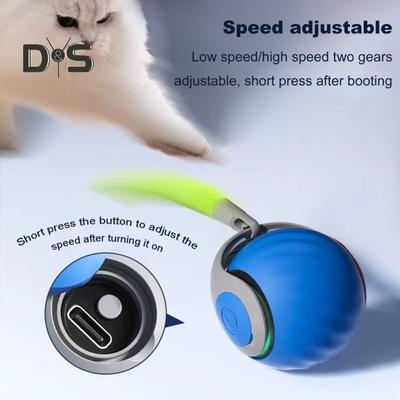 Interaktives Katzenspielzeug mit rollendem Ball, berührungsaktivierter, automatisch beweglicher Ball mit Plüschschwanz, wiederaufladbares Katzenspielzeug für Hauskatzen