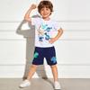 Novedades de Verano Pantalones Cortos para Niños Pantalones Casuales Cortos Bordados de Dinosaurio de Dibujos Animados Pantalones Cortos Deportivos para Niños Medianos y Pequeños con Bolsillos