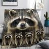 1Pc Raccoons and Sloth Print Flannel Blanket, High quality Comfortable for All Seasons, Home Decor, Warmth and Comfort, Perfect for Gifts