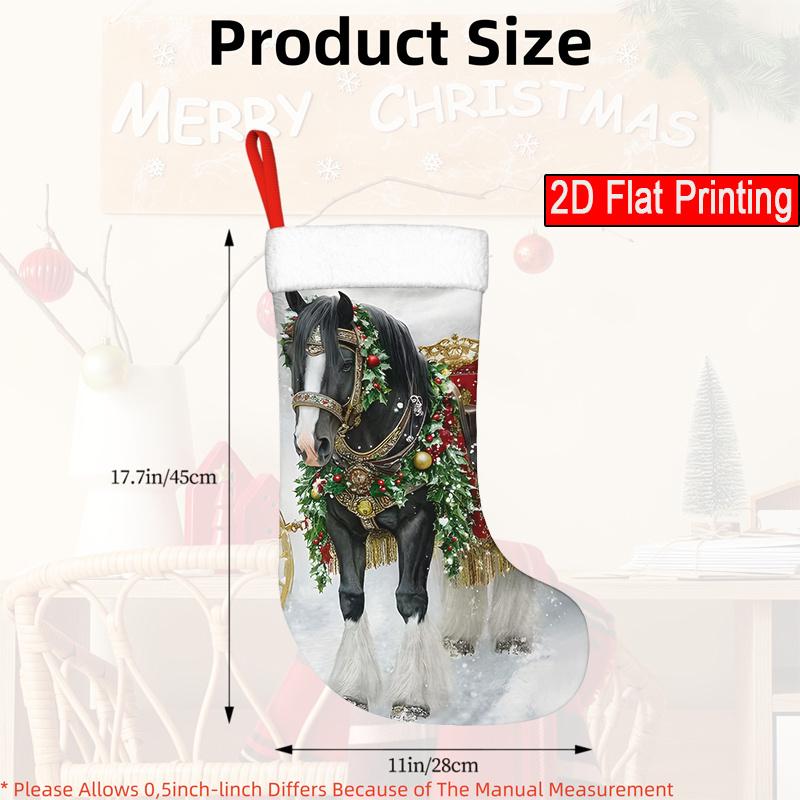 Christmas Decoration Fireplace Hanging Stocking 1pc Elegant Horse-Shaped Christmas Stocking Ornament - No Feathers, Dura
