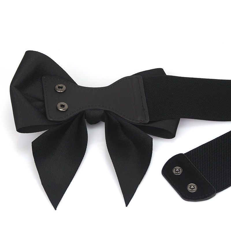 Double Beautiful Layer Bowknot Waist Belt In Soft Cotton With Elastic Fit Women For