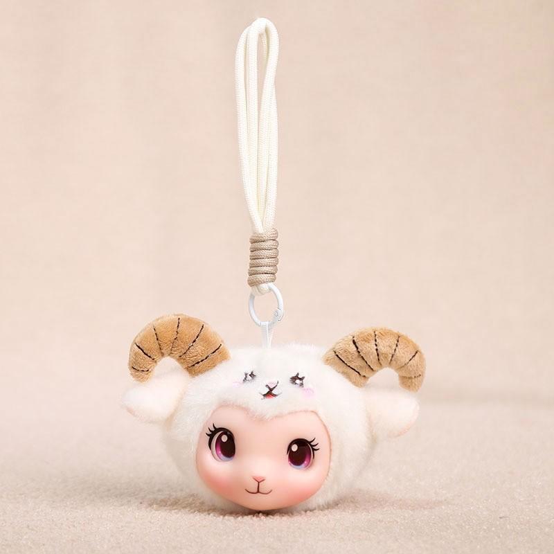 Cute Simulation Vinyl Sheep Plush Toy Keychain Backpack Pendant Doll Ornament Vinyl little sheep pendant [white]