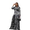 Spot European and American Women's Clothing Spring New Fashion Printing Slim Pleated Pendulum Backless Long Dress