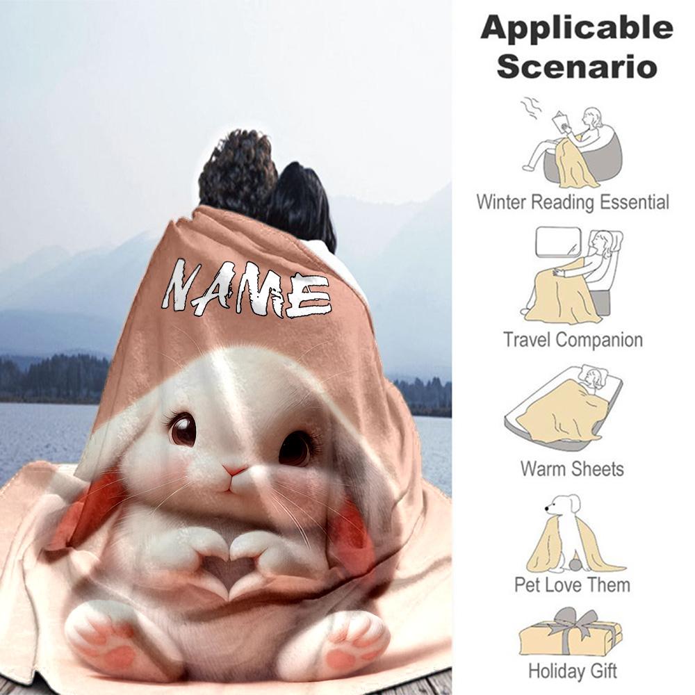 White Rabbit Customize Your Name Blanket Lightweight Customizable Blanket Durable Comfort Throw For Bedding Couch Office Chair Bed