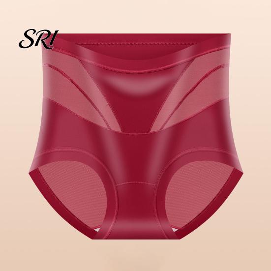 Moisture Wicking Panties Seamless High-Rise Tummy Control Briefs Women Breathable Microfiber Underwear Stretch Soft Stretchy Silky Fabric Mesh Panels