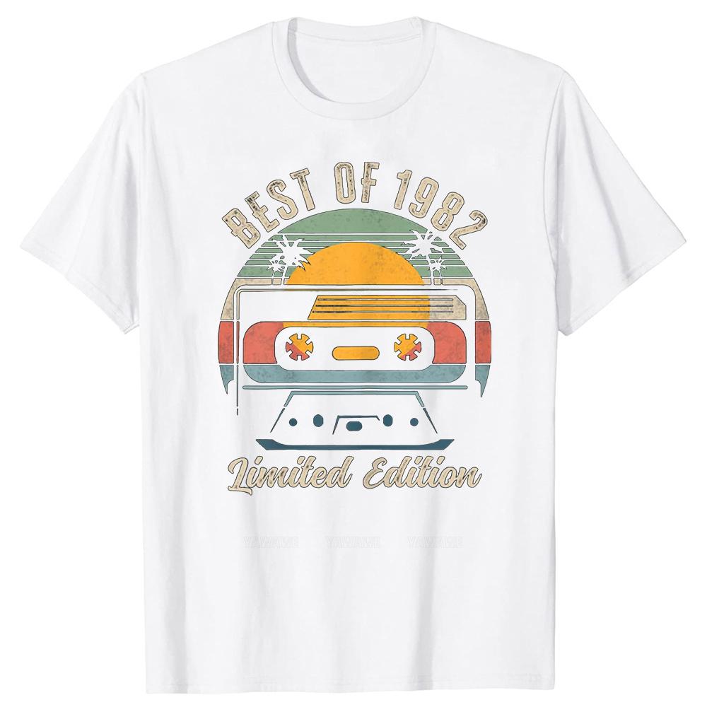 Unique Vintage 41th Birthday Gift Best of 1982 TShirt Unisex O Neck Cotton T Shirt Top Tees Harajuku Streetwear Brand Unisexs Tshirts