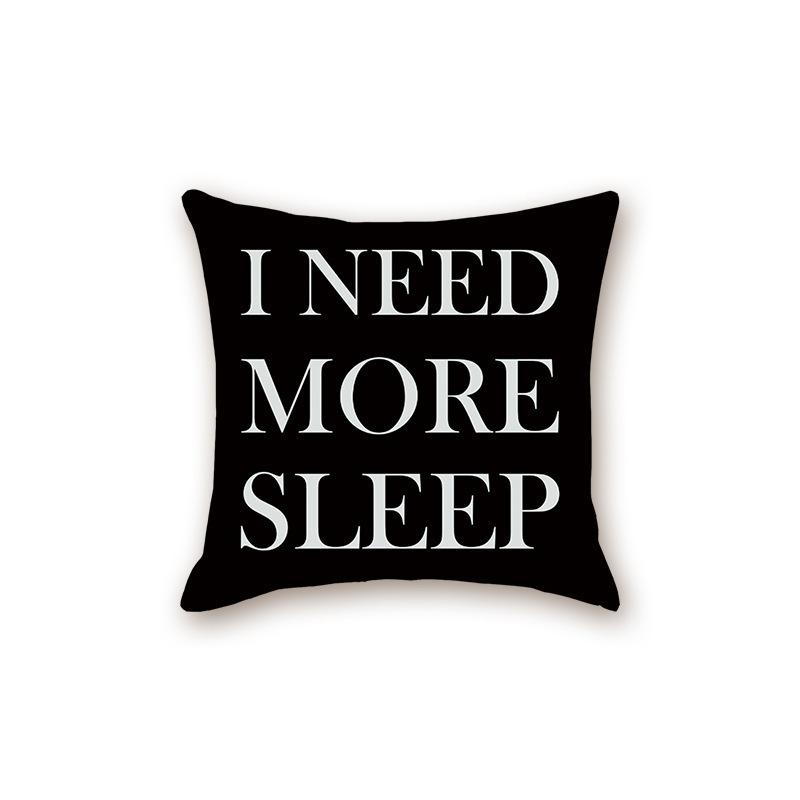 New Black Modern Simple Letter Series Sofa Cushion Pillow Cover Bedside Bedroom Backrest Pillow