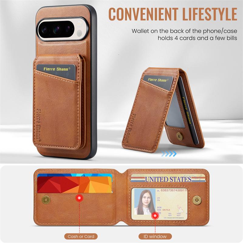 EUCAGR Wireless Charging Wallet Phone Case For Google Pixel 10A 9 9Pro XL 8A 8Pro 7A 7 Pro Card Holder PU Leather Magnetic Cover