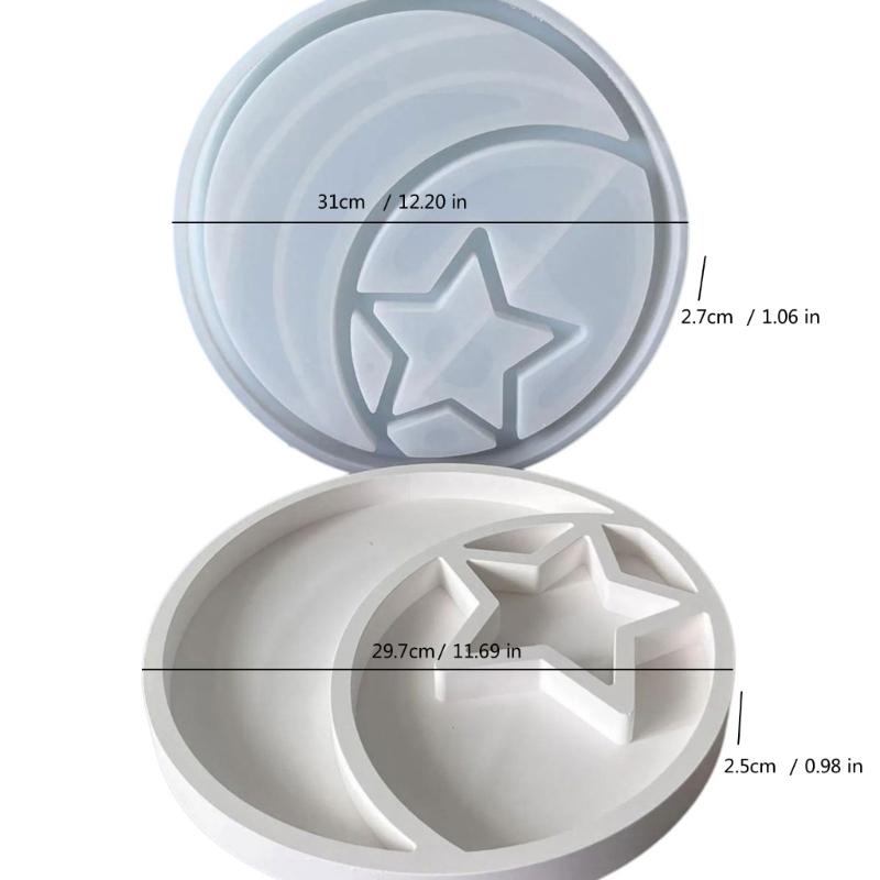 Round Tray Molds Star and Moon Silicone Mould Epoxy Resin Molds Jewelry Tray Molds Castings Molds Storage Tray Molds