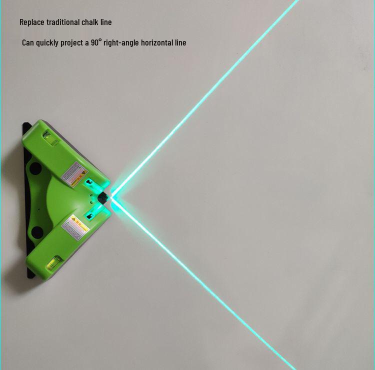 Vysoce přesný zelenomodrý laserový vodováha s jemnou čárou a značením pravého úhlu
