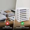 White PVC Desktop Paper Sorter 7 Shelves A4 Letter File Holder Waterproof Office Organizer