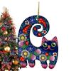 Enfeite de Natal de Gato de Madeira Pintado à Mão Enfeite de Natal de Gato Criativo de Madeira Fofo Enfeites de Natal Pintados à Mão Para Casa