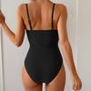 Monokini Soutien-gorge Push-Up à Armatures Ensemble Bikini Une Pièce avec Boucles Métalliques Design Creux Maillot de Bain Sexy à Bretelles Décolleté en V Dos Nu