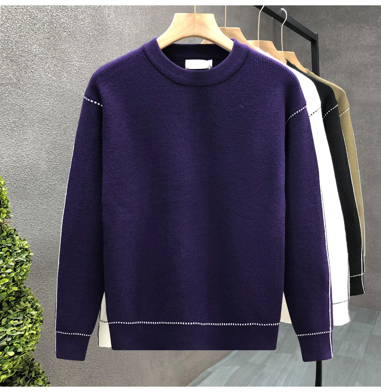 

Men s Korean Style Contrast Stitching Knit Sweater - Autumn/Winter 2025 M фіолетовий