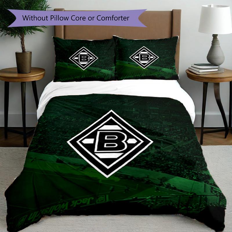 3pcs Duvet Cover Set (1*Duvet Cover + 2*Pillowcase, Without Core), Borussia Monchengladbach Print Bedding Set, Bedroom Decor, All‑Season, Birthday Gif