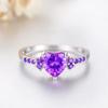 2026 Natural Amethyst Zircon Silver Ring Fashion Wedding Heart Ring Jewelry Women