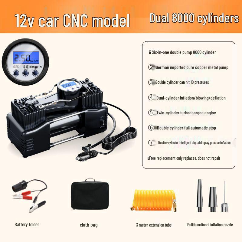 Dual-Cylinder High-Power Electric Car and Home Tire Inflator