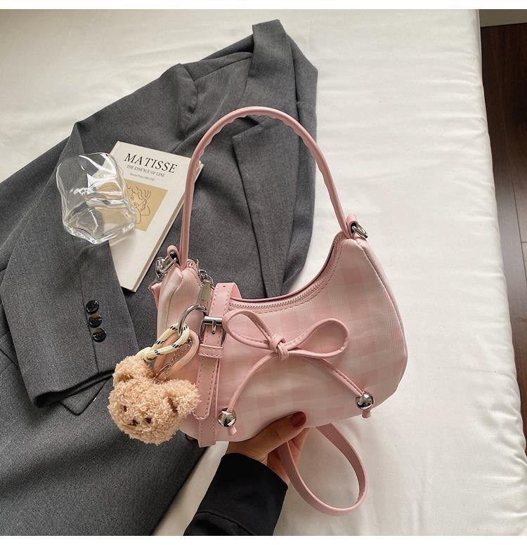 2025 new high-value plaid cloud bag hand bag female senmeng trendy fashion niche ins shoulder messenger bag