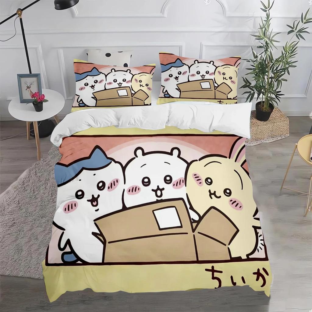 Ensemble Housse de Couette Confortable en Polyester Motif Dessin Animé Avec Housse de Couette et Taies d'Oreiller Tailles King Queen Twin Pour Garçons Filles et Enfants