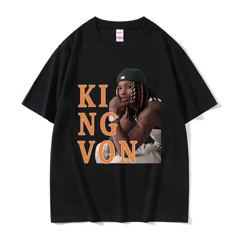 Rapper K-King Von Graphic T Shirt Men's Hip Hop Gothic Fashion Short Sleeve T-shirts Oversized T-shirt Streetwear 80312