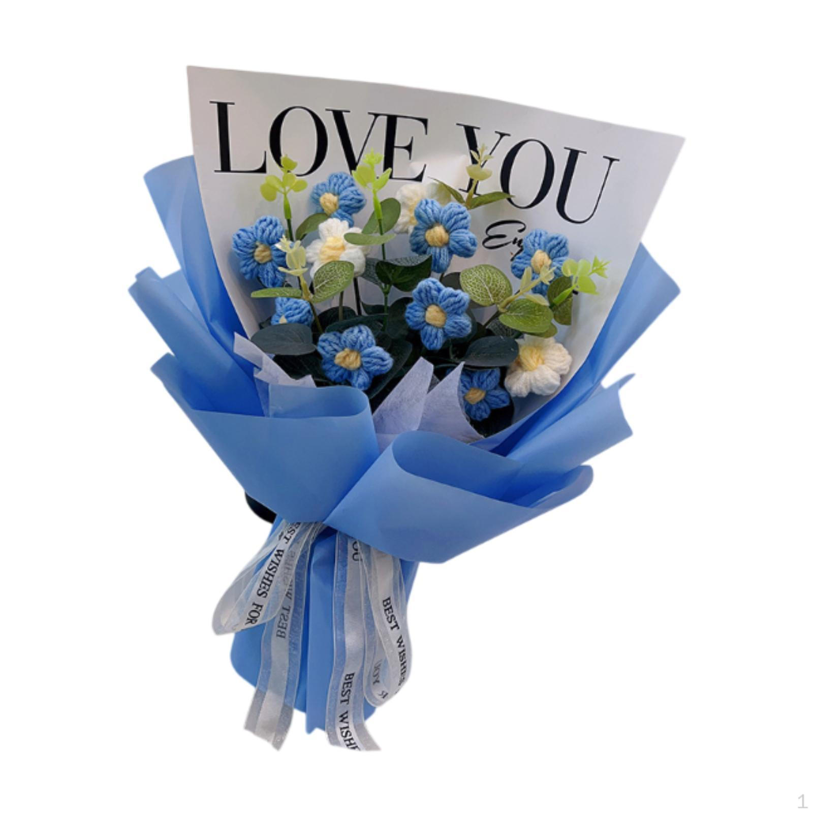 

Вязаный крючком букет цветов Праздничный подарок на День матери от дочери Сына Blue