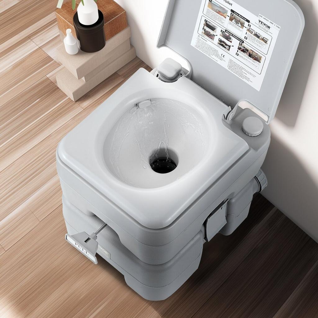 Portable Toilet Flush Travel Camping 5.3 Gal Commode Potty with Carry Bag