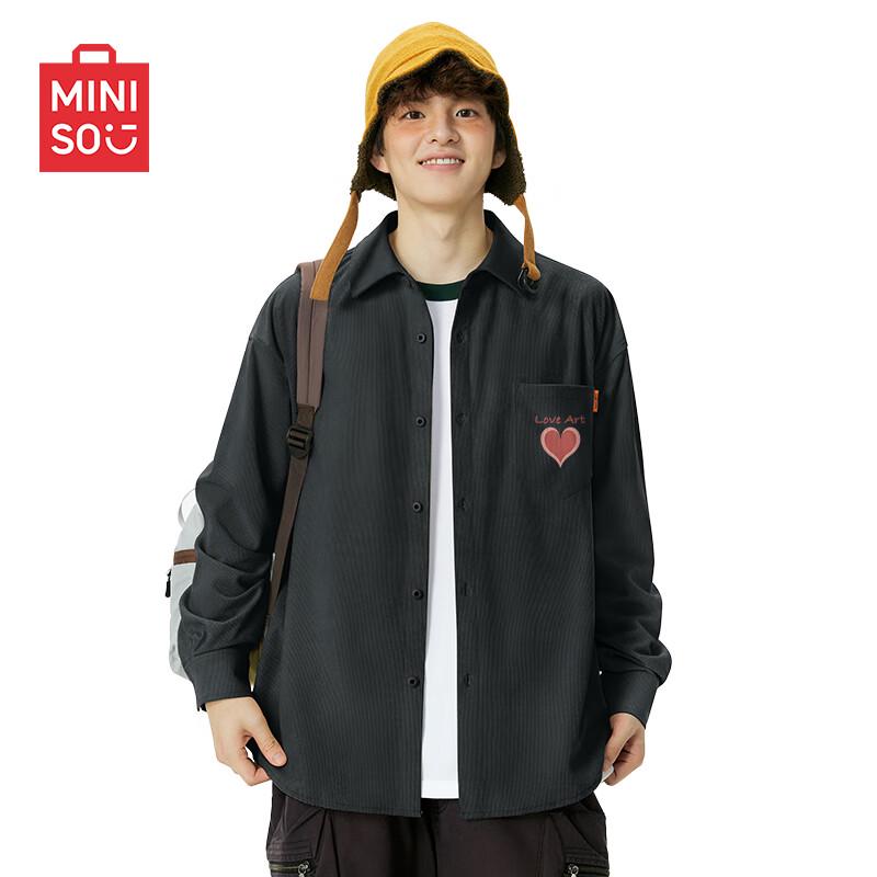 MINISO Men s Korean Style Corduroy Long-Sleeve Shirt Jacket 2XL