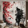 2Pcs Japanese Samurai Series Blackout Curtains  Insulation Multiple Size Living Room Bedroom Window Decoration Machine Washable