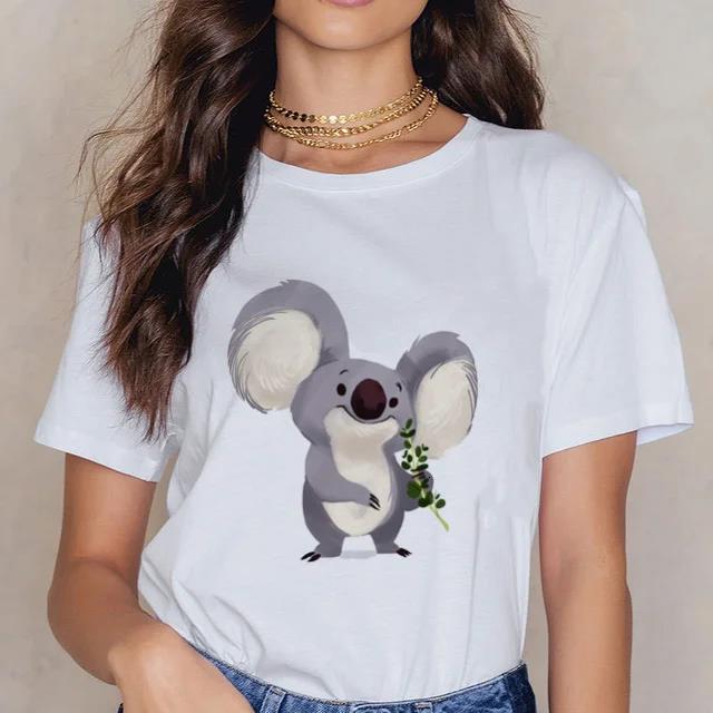 Damen Cartoon Kawaii Tier Koala Druck Damen T-Shirt Harajuku Ropa Mujer Grafik Große Größen T-Shirt Lässig Streetwear T-Shirts