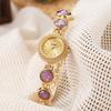 Fashionable, Personalized, Trend-setting Pearl Dial Gemstone Strap Ladies' Quartz Watch Suitable for Daily Wear and Christmas Gi