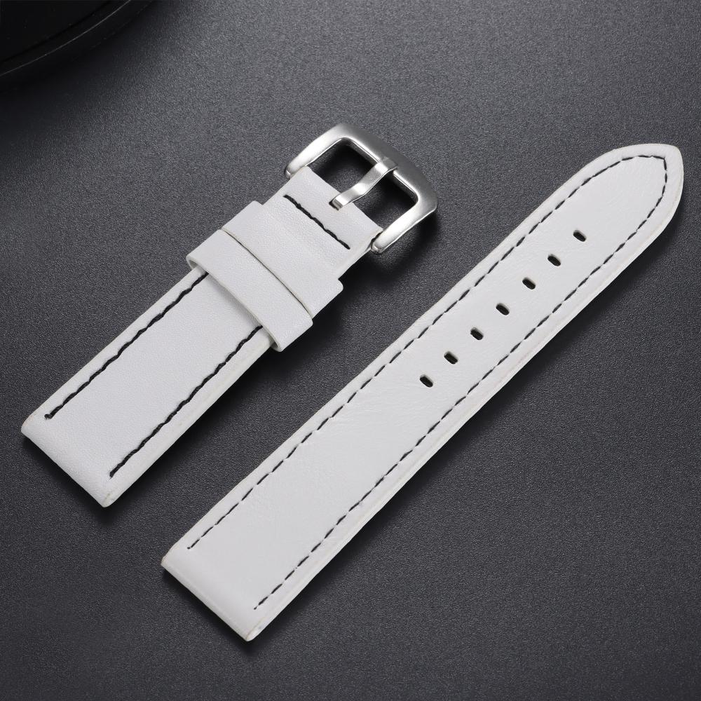 18mm 20mm 22mm 24mm Stitching Sports Watch Band Brown Genuine Leather Watch Strap Men's Steel Clasp Bracelet Universal Wristband
