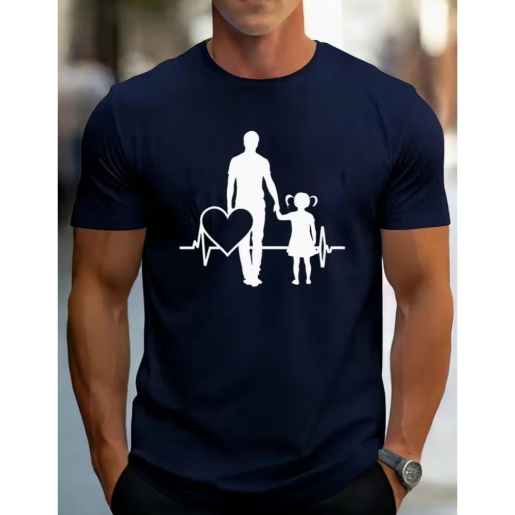 Casual Unisexs Shortsleeve Tshirt For Summer Featuring A Heart Father Made From Breathable And Quickdrying Polyester Fabric