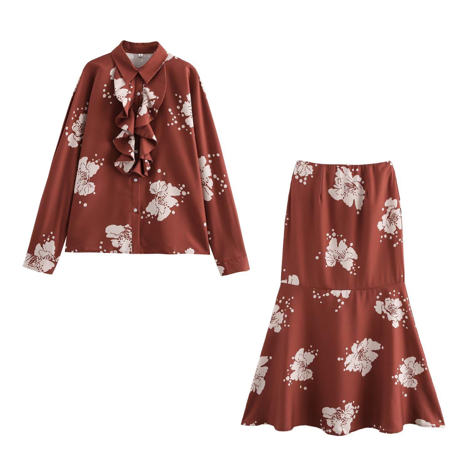 

Женская мода осень 2024: Комплект рубашки с оборками в европейском стиле и юбки «рыбий хвост» Large