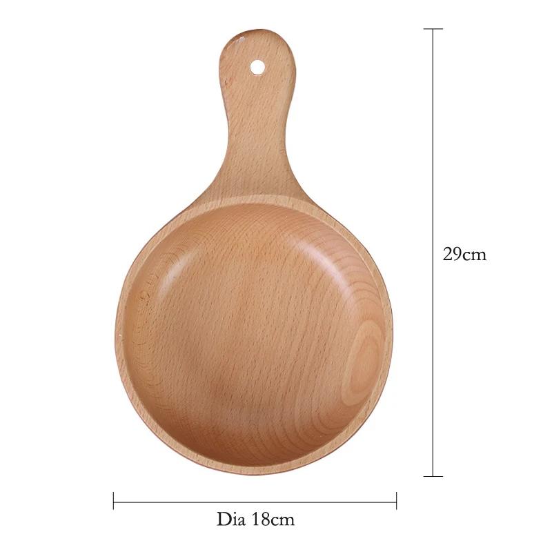 Medinis dubuo Virtuvės Salotų Vaisių Dubenys Didelis Ryžių Sriubos Dubuo Ilga Rankena Mieli Mediniai Patiekimo Dubenys Maistui Japoniški Indai Stalo Reikmenys