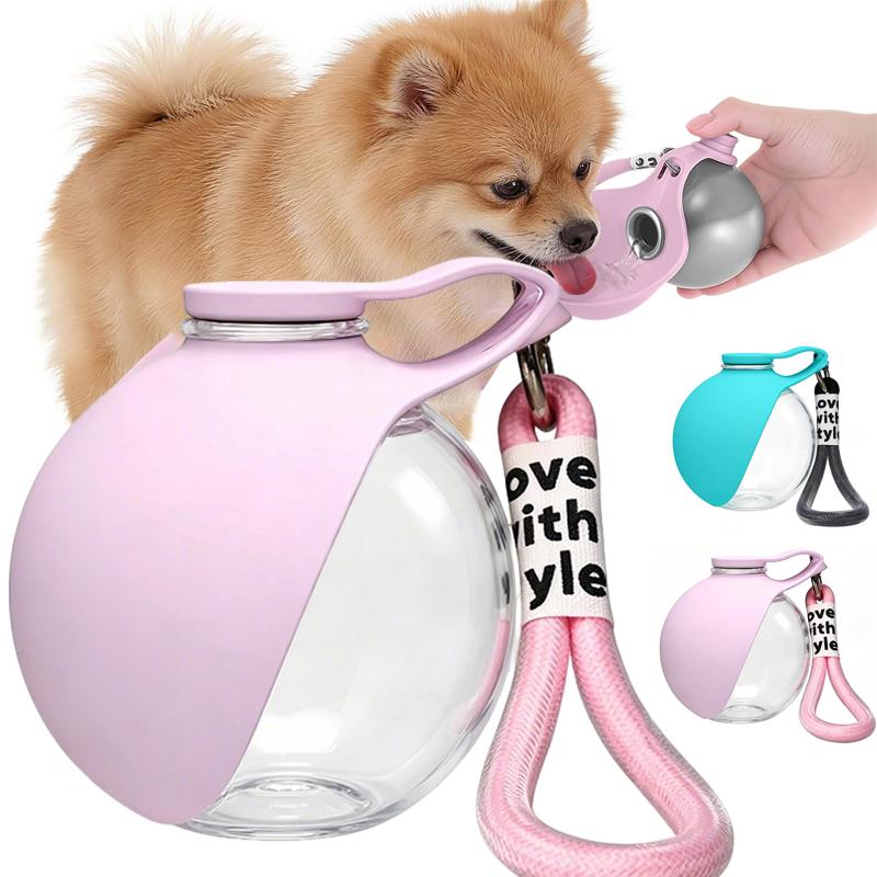 2IN1 Hundewasserflasche mit abnehmbarer Silikonschale 285ml Auslaufsichere Trinkflasche Katze Hund Outdoor Tragbare Wasserspender