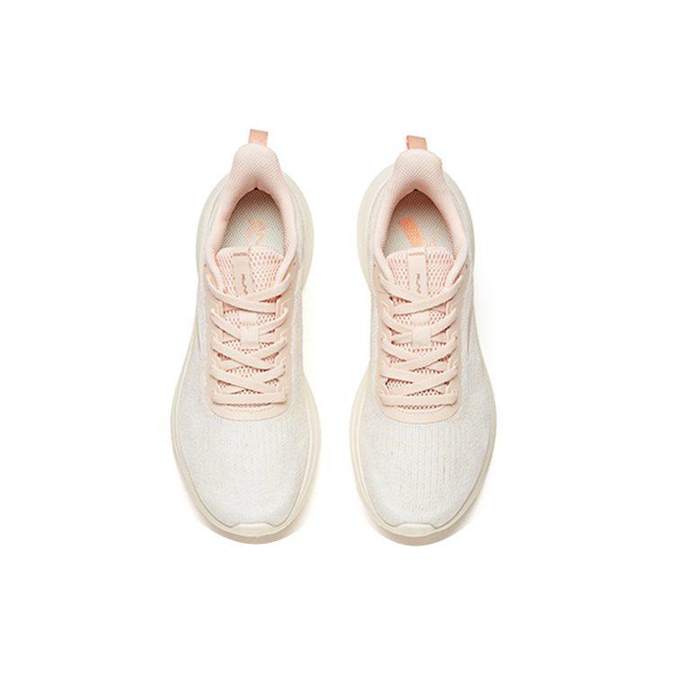 Anta Cushioning Slip Resistant Abrasion Resistant Breathable Lightweight Low top Running Shoes Women's White Pink 122235570S-3