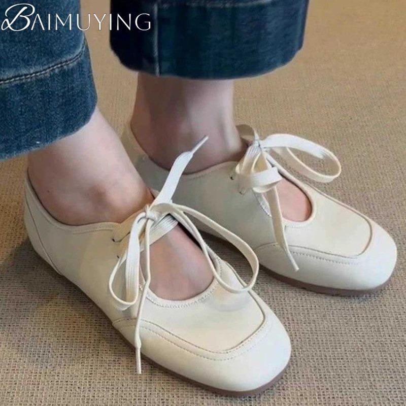 Flats Casual Shoes Women Sneakers Sandals Mary Jane Soft Leather Loafers Ballet 2025 Trend Brand Elegant Dress Lace Up Comfort