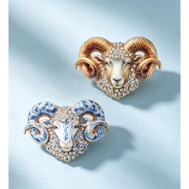 1Pcs Unisex  Charming Year Of The Goat Zodiac Animal Party Brooch Pins Beautiful Goat Brooches For Women