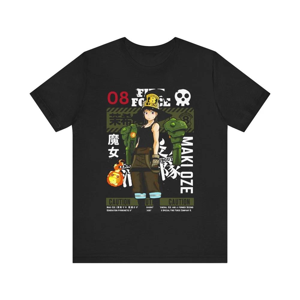 Anime Fire Force Maki T Shirt Size S 4XL BLACK Size S 4XL S