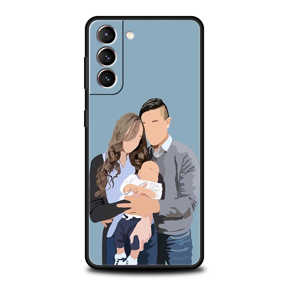 

Семейный чехол для телефона для маленьких девочек и мам для Samsung Galaxy S24 S23 Ultra S22 S21 S20 FE 5G S10 S10E S9 Plus S8, мягкий силиконовый черный чехол Samsung S22 5G
