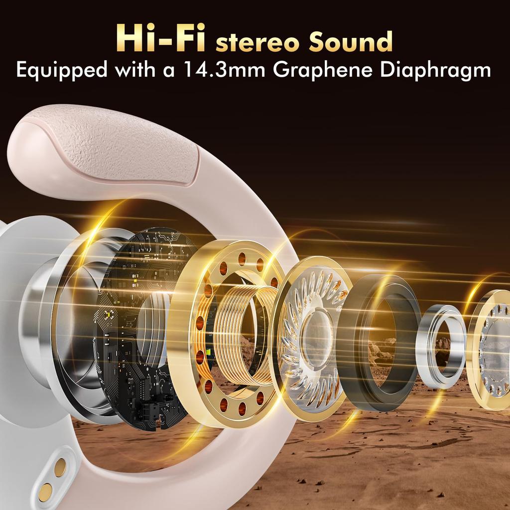 Bluetooth Wireless Earbuds [2025 Bluetooth Earbuds] Bluetooth 5.3 ENC Noise Cancelling, 80 Hours of Playback, IPX7 Waterproof, Ear Hook Design, Auto