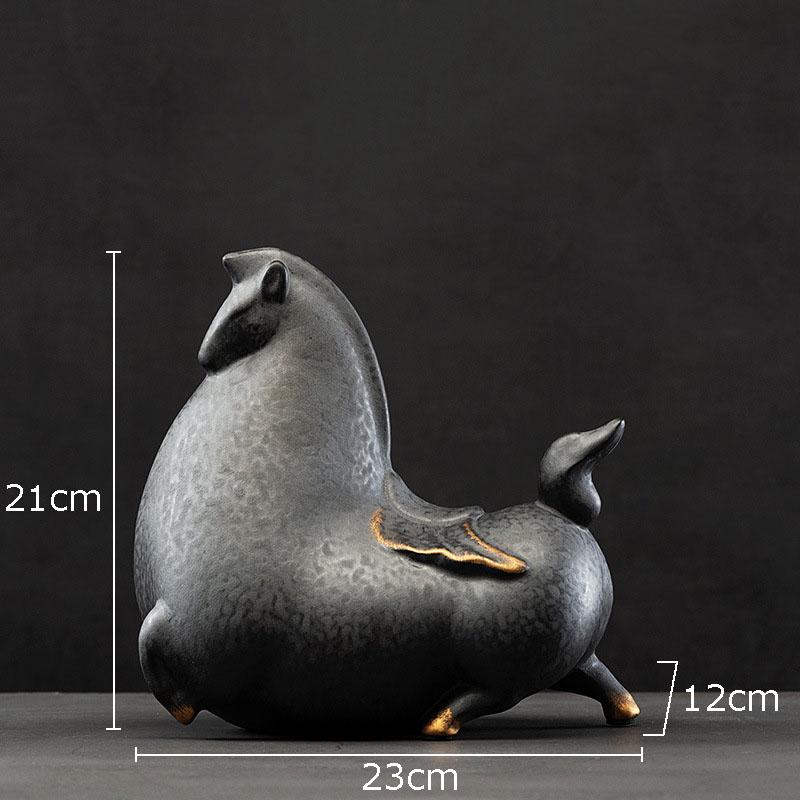 Creative Fat Horse Porcelain Statue Desk Ornaments Horse Ceramic Sculpture Living Room Decoration Crafts Vintage Home Decor