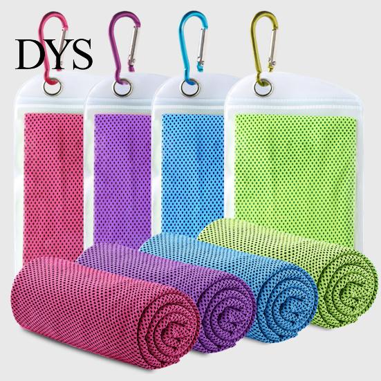 Outdoor Sports Cooling Accessory 100x30cm Unisex Towel, Portable Wrap with Carabiner, Breathable Polyester Cloth Instant Chill Towel for Workout